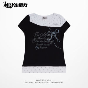 NELY Y2K Vintage Light Star Print Slim Fit Short Sleeve T-Shirt Women Summer Short Style Best Friend Top Breathable Cotton