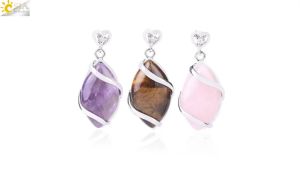 CSJA Classic Horse Eye Shaped Pendant Natural Stones Pendulum Silver-color Pendants for Necklaces Women Men Fashion Jewelry F562