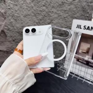 szhaiyu | Transparent Magnetic Phone Case For iPhone Duo iPhone 18 Fold For Wireless Charging With Screen Protector Hard PC Back Cover