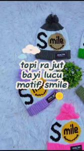 Topi Rajut Bayi Lucu Motif SMILE 0-3 Tahun