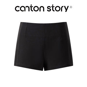 Cantonstory | Quần Short Thể Thao Nữ Cạp Cao Màu Đen