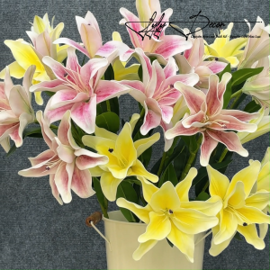5-10 Cành Hoa Ly Cao Su Cánh Kép 2b 1n Hàng Nhập Khẩu Cao Cấp. Hoa Lụa LyLy Decor