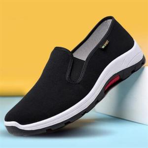 Beijing Old Style Thickened Canvas Shoes Mens Workwear Anti-slip Driving Prison Use Full Black Casual Shoes Fashionable Spring Rubber Sole
