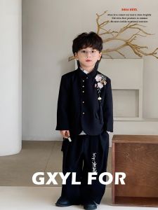 New Chinese Style Boys Cheongsam Suit Autumn Winter New Arrival Embroidered Zhongshan Collar Childrens Clothing Set