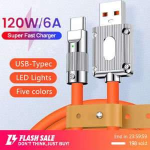 [🇵🇭 Stock&COD] Fast Charger Cable iphone Type C Micro USB Charger 120W 6A Rotary Port For Huawei Phone Gel Mobile Liquid Zinc Charge Silica Charging Bold Alloy USB3.0 With Samsung Xiaomi Redmi And Iphone