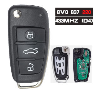 KEYECU OEM Board 8V0 837 220 8V0837220 ASK 434MHz Megamos AES MQB 48 Flip Remote Car Key Fob for Audi A3 S3 2012-2019