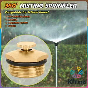 KLIMO Brass Misting Nozzles Adjustable 1/2 inch Centrifugal Water Atomizing Spray Nozzle Garden Irrigation 360 Degree