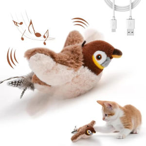 Interactive Cat Toy Rechargeable Flapping Bird Lifelike Moving Wings Plush Toy Auto Activation for Indoor Cats Self Play