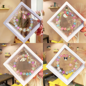 Cartoon Sanrio Ice Cracked Glass Crystal Beaded Bracelet Girlfriend Colorful Popcorn Couple Bracelet