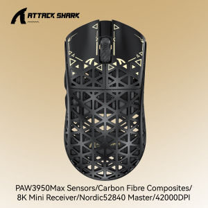 ATTACK SHARK | ATTACK SHARK R5 Ultra Carbon Fiber Wireless 8K PAW3950MAX Tri-mode BT/2.4G Wireless/Wired Gaming Mouse，DPI up to 42000