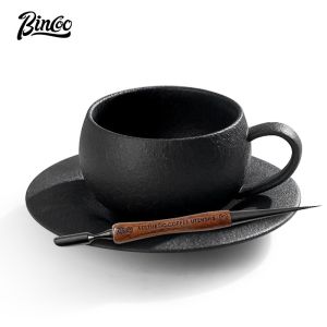 แก้วกาแฟ BINCOO พร้อมจานรองปากกาลาเต้เอสเพรสโซ่ฝากรองค็อกเทลอุปกรณ์ชงกาแฟ