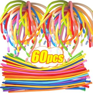 แถบลูกโป่งน้ำยางยาวขนาด30/60ชิ้นของเล่นเด็กพองลมลูกโป่งอุปกรณ์ตกแต่งวันเกิดงานเลี้ยงสมรสด้วยริบบิ้น