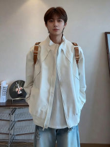 Cleanfit Khaki Flight Jacket Mens Short Style Baseball Coat American Stand Collar Deconstructed Workwear Autumn Fashion