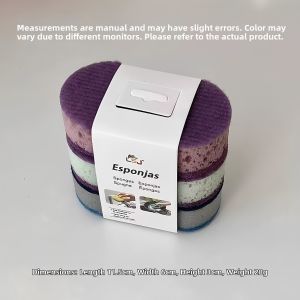 Durable Non-Greasy Scrubbing Sponge Dish Brush 3 Pieces
