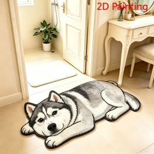 VIKAMA Simulation Cute Pet Style Lying Down Husky Bedroom Bedside Plush Alien Carpet Living Room Sofa Area Carpet