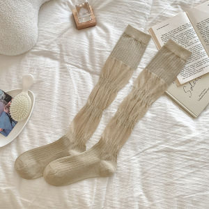 Breathable Cotton Knee-High Socks for Women Summer Lightweight Ballet Style Korean Stackable Socks with Moisture Wicking Feature