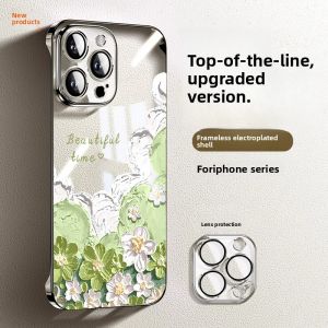 SHUXIE | Transparent Floral Design Phone Case for iPhone 16 Green