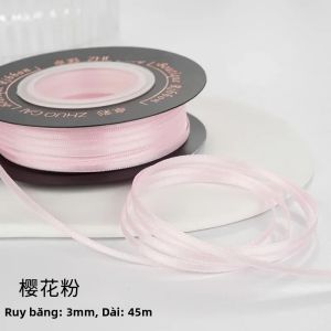 Ruộng Băng Satin Lụa Hai Mặt 50 Thước/cuộn Rộng 1/8 Inch (3mm) Chất Liệu Polyester Bóng Mượt Dùng Làm Nơ Trang Trí Giáng Sinh Tự Làm Thủ Công