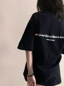 Pure Cotton Retro American Short Sleeve T-shirt for Women and Men Loose Fit Casual Daily Wear Designed by Wen Xun