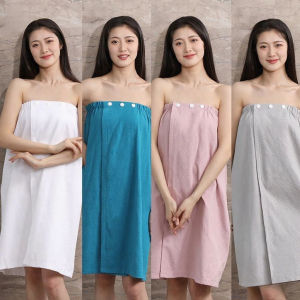 เสื้อคลุมอาบน้ำผ้าฝ้ายวาฟเฟิลนุ่มผู้หญิงสวมใส่ได้ผ้าขนหนูอาบน้ำดูดซับแห้งง่ายและคลุมอาบน้ำ