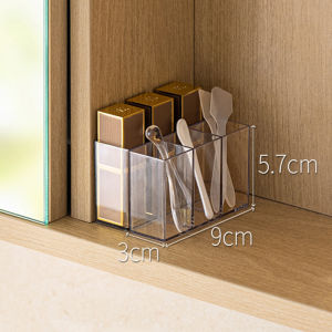 Mirror Cabinet Storage Box Grid Small Size Cream Spoon Transparent Acrylic Narrow Length Eyebrow Pencil Makeup Brush Lipstick Cosmetics