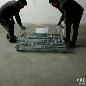 🇲🇾 🏆 Heavy Duty Pallet Wire Mesh Container Storage Foldable Stackable Pallet Cage Rack Trolley Roller Warehouse Factory