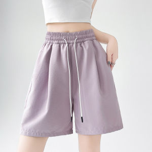 miiow | MiiOW Cat Lady High Waist Wide Leg Short Pants Ice Silk Sports Womens Fashion Summer Breathable Comfortable Knitted Straight Tube