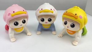 YFD Baby 0-1 Year-Old Twisted Ass Duck Crawling Doll with Music Practice Learning Crawling Guide Fun Childrens Toys