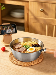 TAFUMAN | Single Serving Nonstick Cooking Pot Wooden Handle 304 Stainless Steel