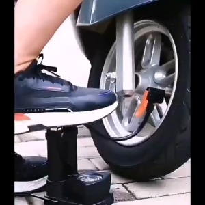 ที่สูบลมความดันสูง 160PSI สำหรับจักรยานและมอเตอร์ไซค์ พร้อมเกจวัดแรงดันเท้าเหยียบพกพา ME0056