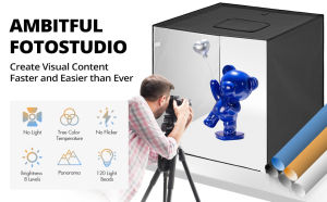 AMBITFUL 40cm 60cm 80cm LED Photo Studio Light Box Adjustable Brightness Luces Led Light Softbox with 5 Color Background Paper