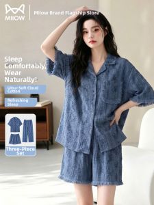MiiOW | Cloud Cotton Female Summer Sleepwear Loose and Breathable 3 Pieces