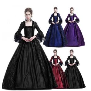 Medieval Court Dress Retro Costume Queen Gown
