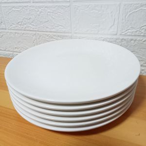 SET FOR 6 PIECES CERAMIC DINNER PLATE SIZE 10 INCHES PLAIN WHITE