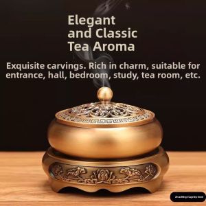 Pure Copper Incense Burner Chinese Style Home Indoor Sandalwood Incense Aerial Moxa Column Burning Incense Aromatherapy Lantern Mosquito Coil Box