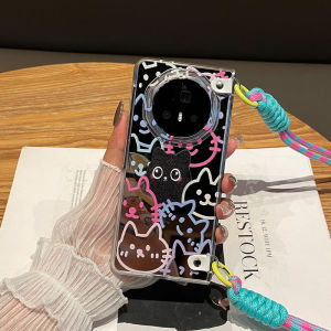 Colorful Cat Mirror Surface Protective Case for Honor Magic V5 Foldable Screen Ultra-Thin Full Coverage New Style Makeup Mirror