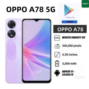 OPPO | 2026 Genuine Official OPPO A78 Unlocked Mobile Phone 6GB+128GB Dual SIM 6.5 Inch FHD+ Display MediaTek Helio G99 Chip Smooth Gam