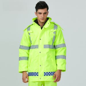 NUDO | Reflective Thickened Cotton Jacket Fluorescent Green Highways Safety Workwear New Polyester Fiber For Road Traffic Safety