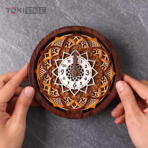 Đồng hồ gỗ 3D nghệ thuật – Đồng hồ để bàn trang trí – Máy kim trôi không ồn – Quà tặng độc đáo