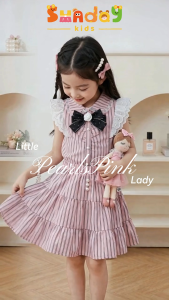 Kids Girl Terno Bowknot Stripe Skort Set For Girls