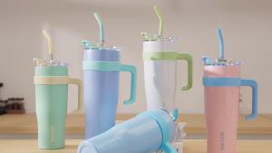 MEECOPA 304 Stainless Steel Thermos Bottle 1200ML With Straws And Handle Leak-proof Sealing 2 Drinking Heads