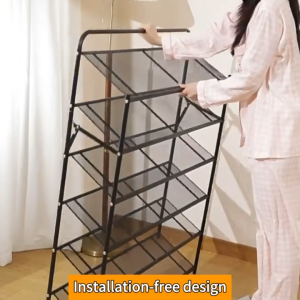 MOD Foldable No Installation Shoe Rack Metal Multi Tier Shoe Storage Organizer Space Saving Entryway Bedroom Heavy Duty Steel Shoe Shelf