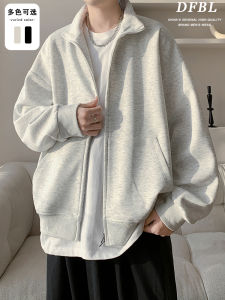 2025 New Mens Open Cardigan Sweatshirt Jacket Loose Casual American Trend High-End Feeling Spring Autumn Wear Polyester Nylon