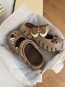 Retro Butterfly Knot Mary Jane Half Slippers Summer Beach Vacation Sandals Color Block Clog Shoes Women Casual Hollow out Slip-On EVA Flats