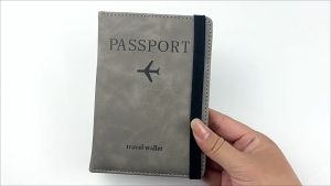 PU Leather Wallet Travel Passport Card Male Travel Accessories Hand Carrying Business Card Holder