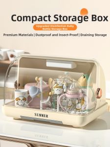 BW | Baby Feeding Bottle Drain Rack Dish Storage Box Dustproof Bowl Cup Utensil Disinfection Cabinet Nordic Style Kitchen Shelf