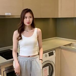 DVDK | Áo Thun Crop Tank Cotton Cổ Thấp Đẹp Lưng