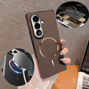 เคสโทรศัพท์กันกระแทกคาร์บอนไฟเบอร์พร้อมระบบชาร์จไร้สายแม่เหล็ก Magsafe สำหรับ Samsung Z Fold 7 6 5 4 3 แบบมีฟิล์มในตัว