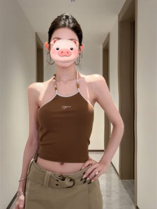 BINKAFENNY | เสื้อกั๊กถักคอวีแขนกุดทรงสลิมฟิตสำหรับผู้หญิงในช่วงฤดูร้อน เสื้อคลุมกันหนาวแบบสั้น ดีไซน์เก๋ไก๋ ใส่ลำลอง