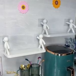 DFANCCIE Hiasan Dinding Rak Tempel Susun Minimalis Ambalan POLA MANUSIA Dinding Gantung Serbaguna Rak Dapur Dinding Gantung Tanpa Paku